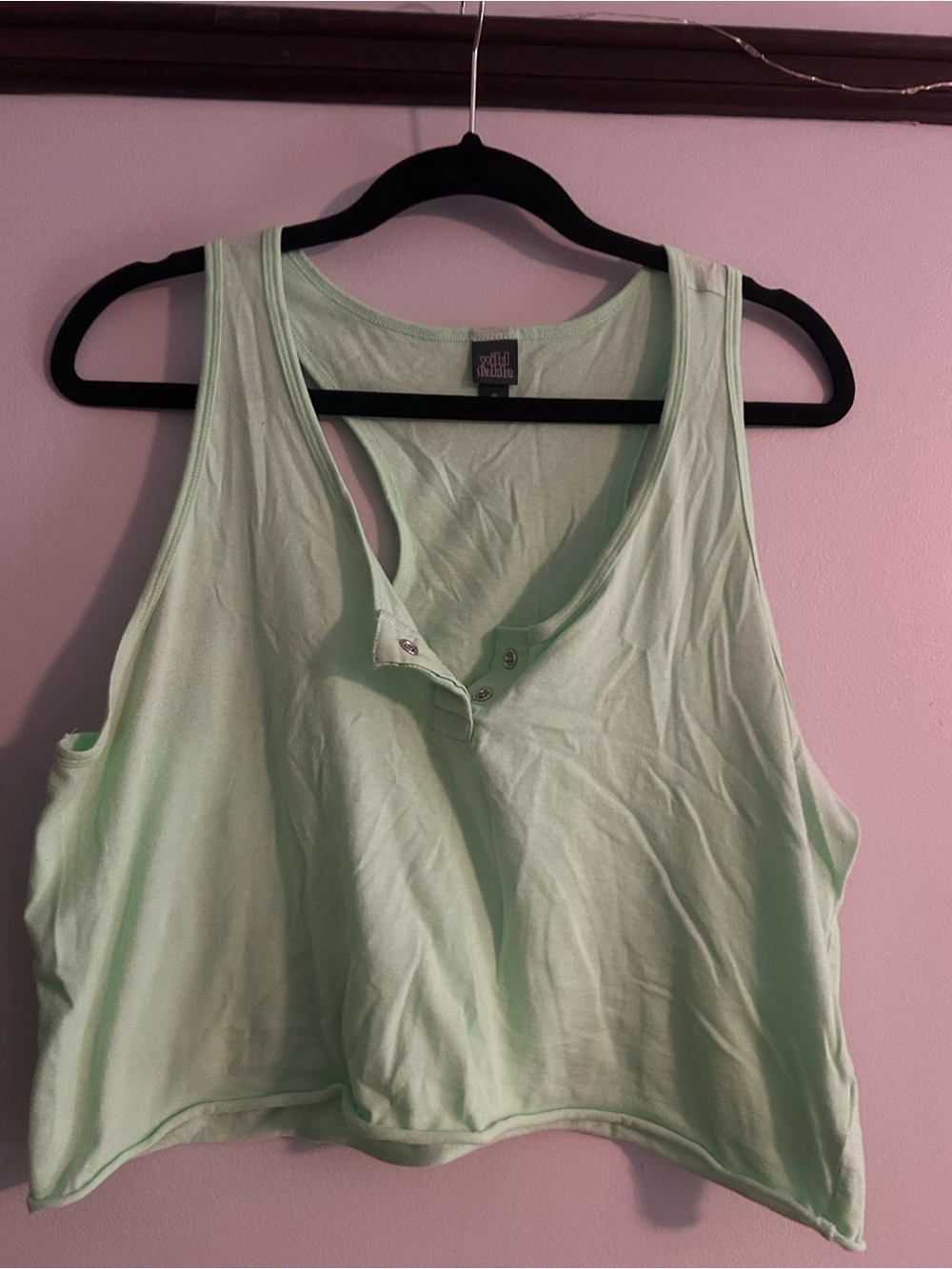 wild fable Mint Green Cropped Button-Front Tank